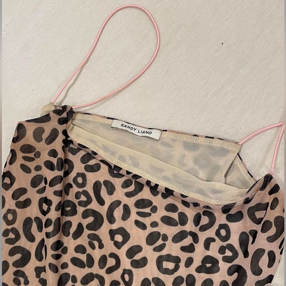 Sandy Liang leopard mesh tank